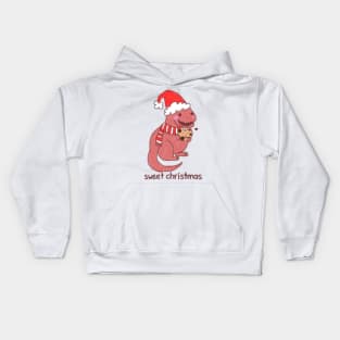 Christmas dinosaur T Rex Kids Hoodie